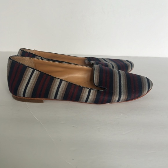 J CREW Striped Textile‎ Flats Loafers Shoes Blue Maroon Size 9.5 ♣️ - Picture 4 of 7